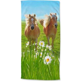 👉 Strandlaken polyester velours multikleur Good Morning Horses - 100% 75x150 Cm Multi 8717285188157