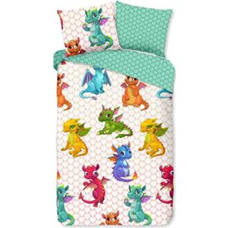 👉 Dekbedovertrek katoen multikleur Good Morning Dragons - 1-persoons (140x200/220 Cm + 1 Sloop) Multi 8717285190341