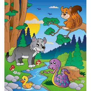 👉 Fotobehang vlies multikleur Dimex Forest Animals 225x250cm 3-banen 8592900123344