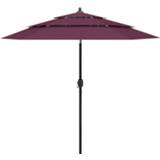 👉 Parasol bordeauxrood aluminium Vidaxl 3-laags Met Paal 2,5 M 8720286165461