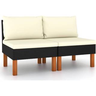 👉 Synthetisch zwart Vidaxl Middenbanken 2 St Poly Rattan En Massief Eucalyptushout 8720286208243
