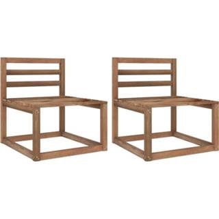 👉 Bruin grenenhout hout Vidaxl Tuinmiddenbanken 2 St Pallet Geïmpregneerd 8720286333150