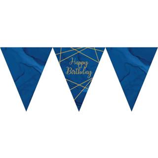 👉 Vlaggenlijn goud kunststof blauw Witbaard Happy Birthday 370 Cm Navy/goud 5026281551067