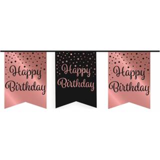 👉 Vlaggenlijn roze zwart karton Paper Dreams Happy Birthday 600 Cm Roze/zwart 8716764181207
