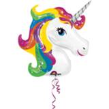 👉 Folieballon wit multicolor Amscan Rainbow Unicorn 83 X 73 Cm Wit/multicolor 26635312998