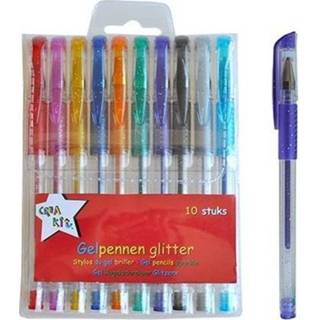 👉 Gelpen One Size meerkleurig kinderen Gekleurde gelpennen met glitter 10 stuks - Tekenspullen voor Hobby/knutelmateriaal 8720147737066