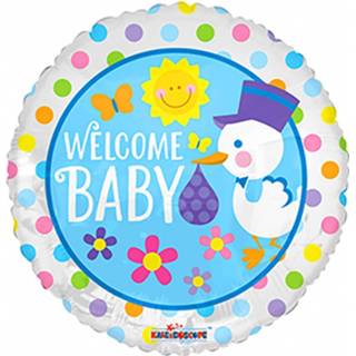 👉 Folieballon blauw wit multikleur baby's Globos Welcome Baby Junior 18 Cm Blauw/wit 681070106375