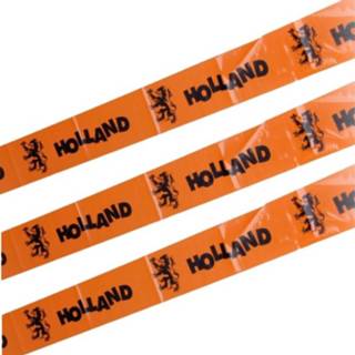 👉 Afzetlint oranje 3x Holland met leeuw - Ek / Wk Koningsdag markeerlint versiering