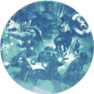 👉 Zelfklevend fotobehang blauw papier multikleur Komar Avengers Blue Power 128x128cm Rond 4055065180316