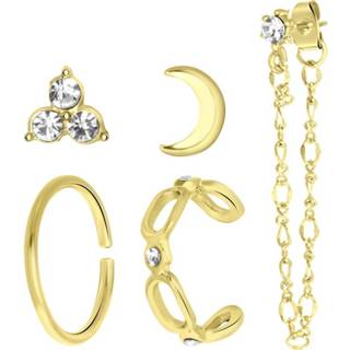 👉 Bijoux oorbel goud One Size goudkleurige oorbellen set met earcuffs 8719802253911