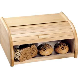 👉 Broodtrommel houten One Size bruin met rolluik 20 x 30 15 cm - Keukenbenodigdheden Broodtrommels/brooddozen/vershoudtrommels Brood/kadetjes bewaren en vers houden 8720276644174