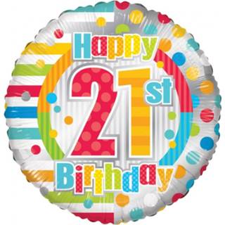 👉 Folieballon multikleur Globos Happy 21st Birthday 44,5 Cm 681070100984