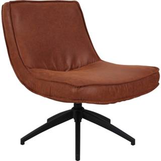 👉 Fauteuil leer kunstleder bruin Dimehouse Tommy Cognac - Industrieel Eco Zonder Armleuning Draaibaar 8720053566194