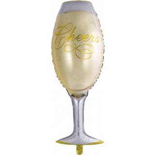 👉 Folieballon wit goud goudkleurig Wefiesta Champagne Glas 109 X 46 Cm Goud/wit 5712735010463