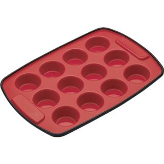 👉 Bakvorm zwart rood siliconen Masterclass Muffins 29 X 20 Cm Zwart/rood 5028250156235