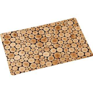 👉 Placemat kunststof bruin 2x Rechthoekige Placemats Houtschijfjes Print 28 X 43 Cm - Placemats/onderleggers Keukenbenodigdheden Tafeldecoratie 8720276485951