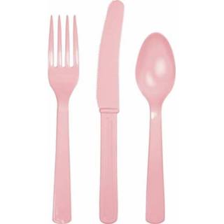 👉 Plastic bestek roze One Size Lichtroze set 72-delig - Herbruikbare setje Vorken/Messen/Lepels 8720276211376