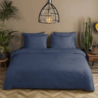 👉 Dekbedovertrek blauw Katoen Satijn Hip Uni 240x200/220 Cm Donkerblauw 8717285186115