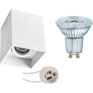 👉 Opbouwspot wit aluminium Osram - Set Parathom Par16 927 36d Pragmi Luxina Pro Gu10 Fitting Dimbaar Opbouw Vierkant Mat 6013920322361