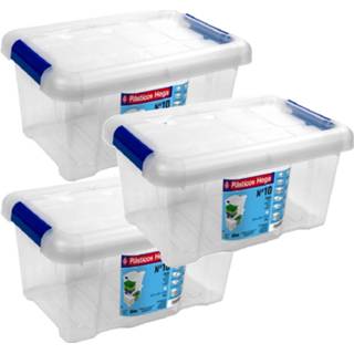 👉 Opbergbox transparant blauw kunststof 3x Opbergboxen/opbergdozen Met Deksel 5 Liter Transparant/blauw - 29 X 20 15 Cm Opbergbakken 8720276869485