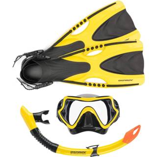 👉 Snorkelset zwart geel siliconen kunststof Osprey Zwart/geel 5-delig Maat L/xl 5031470234430