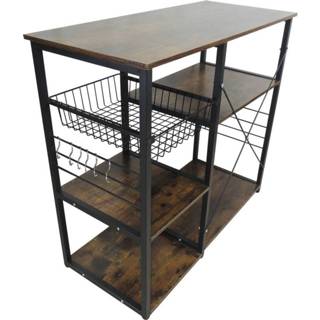 👉 Zwart bruin metaal 4livingz Retro Industrieel Keukenrek 40x90x84 Cm - Zwart/bruin 8720572200876