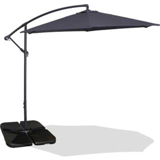 👉 Zweefparasol metaal grijs Homra Alpha Deluxe - Ø300 Cm Incl. Beschermhoes En Vulbare Tegels 8719558285495