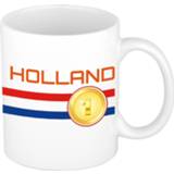 👉 Vlag wit One Size meerkleurig Holland met medaille beker / mok - 300 ml Nederland supporter fan 8720576234075