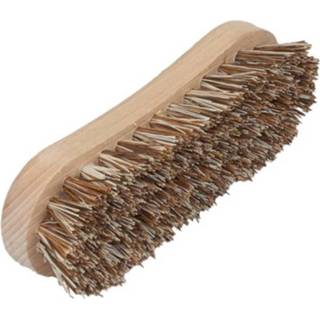 Schrobborstel bruin hout fiber One Size van met fiber/palmvezel luiwagen/8-vorm - Schoonmaakartikelen/schoonmaakborstels 8720576075616