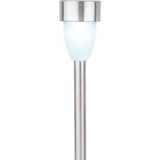 👉 Steker zilveren One Size zilver 5x Buiten/tuin LED stekers solar verlichtingen 36 cm - Tuinverlichtingen Tuinlampen Solarlampen op zonne-energie 8720576140673