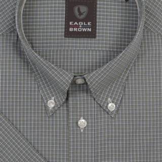 👉 Casual overhemd bruin m groen Eagle & Brown korte mouw 8719902085993