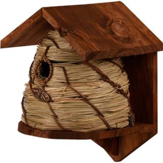 👉 2x Vogelhuisjes/nestkastjes bijenkorf - Tuindecoratie nestkast vogelhuisjes