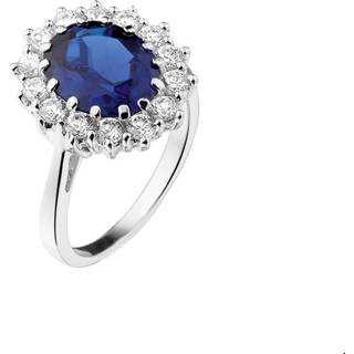 👉 Zirkonia synthetische saffier zilver One Size array TFT Ring En Gerhodineerd mt 52 8718834524341