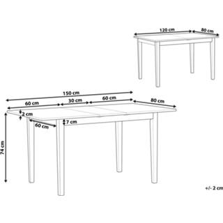 👉 Eettafel Lichte Houtkleur wit bruin lichtbruin/wit 120/150 x 80 cm uitschuifbaar HOUSTON 4251682252249
