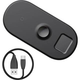 👉 Zwart Baseus Smart 3-in-1 Draadloze Qi Oplaad-Pad WX3IN1-C01 - 18W 6953156219410