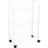 👉 Trolley witte mannen stevige opberg trolley/roltafel met 3 manden 60 cm