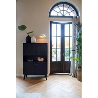 👉 Wandkast zwart hout One Size Espita - 104x40x158 cm 8717807601713