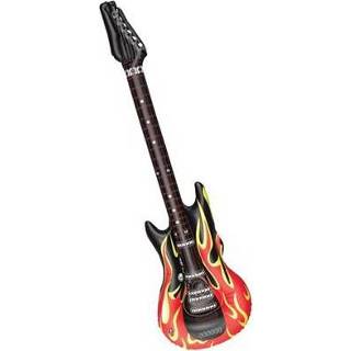 Elektrische gitaar One Size meerkleurig Opblaasbare met vlammen 8718758596219