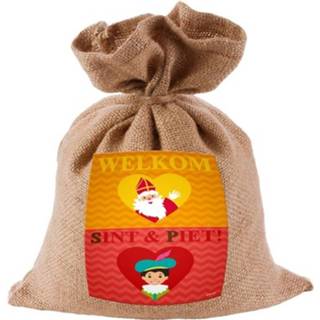 👉 Jute zak stof multikleur Mini Van Sinterklaas En Piet - Strooizak 8714572610841
