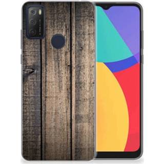 👉 Bumper hoesje Alcatel 1S (2021) Steigerhout 8720632276322