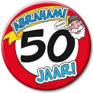 👉 Active Extra grote button 50 jaar Abraham stopbord 10 cm