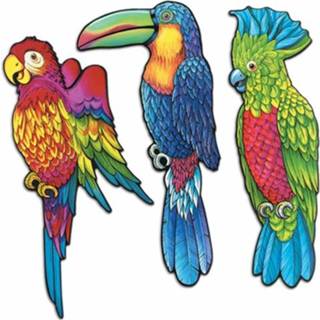 👉 Active Wanddecoratie tropische vogels 3 stuks 43 cm