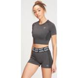 👉 Short sleeve carbon grijs s vrouwen MP Women's Curve Crop T-Shirt - Dark 5056379653946