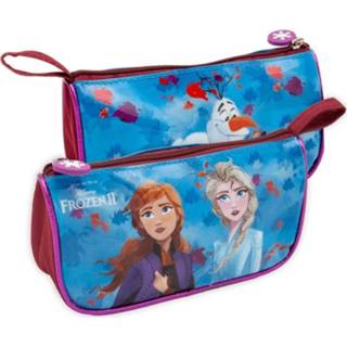 👉 Etui blauw paars Frozen Anna, Elsa en Olaf blauw/paars met glitterrandje 21x11x6,5 cm 6013950857864