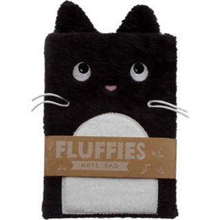 👉 Notitieboek pluche zwart Notitieboekje A5 - kaft Feline Fine Cat 5055071750168