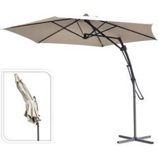 👉 Parasol polyester taupe Hangparasol Push Up Parasols 8718158353436