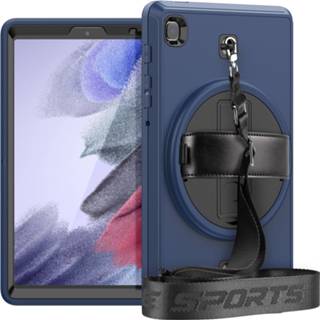 👉 Schouderband blauw active Case2go - Hoes voor Samsung Galaxy Tab A7 Lite Hand Strap Armor Rugged Case met Donker 8719793147558