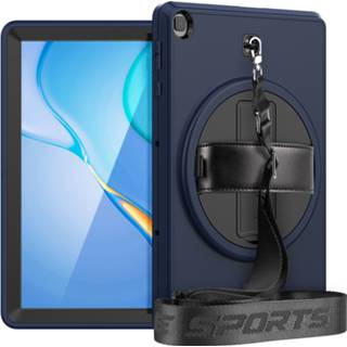 👉 Schouderband blauw active Case2go - Huawei MatePad T10s Hoes Hand Strap Armor Rugged Case met 10.1 Inch Donker 8719793147909