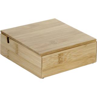 👉 Sieradenbox bamboe One Size GeenKleur Sieradenbox/juwelendoos 13 x 5 cm - Sieraden opslag doosje met spiegel 8720576245729