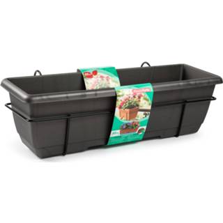 👉 Schutting antraciet One Size grijs 1x Balkon/schutting plantenbak/bloembak 60 cm met hanger - Balkonpothanger voor plantenbakken/bloembakken 8720276127127